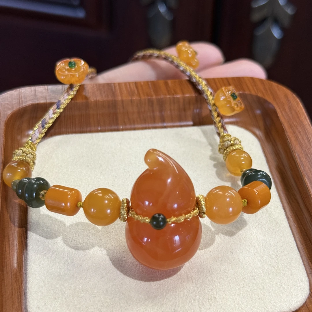 俄料花蜡丹麦花蜡鸡油红蜜糖红项链福禄双全758