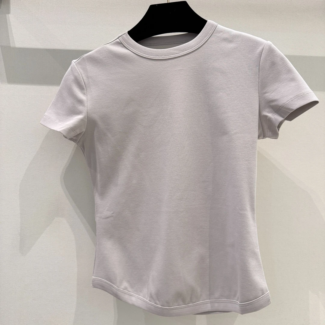 圆领灰色短袖T恤米女款时尚运动打底衫纯色圆领百搭