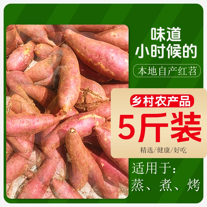 正宗本地土红苕重庆农村自产红皮白心红薯回忆的味道带箱5斤装