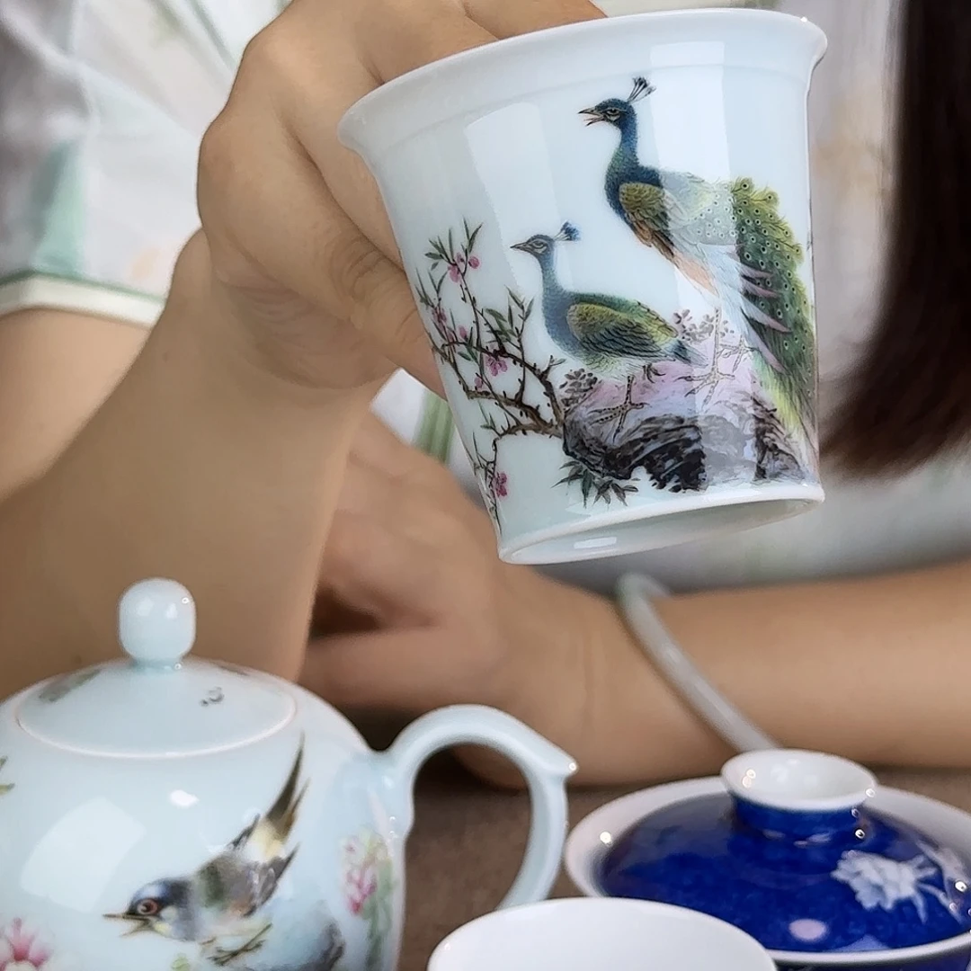 瓷片精品手绘摆件主人杯