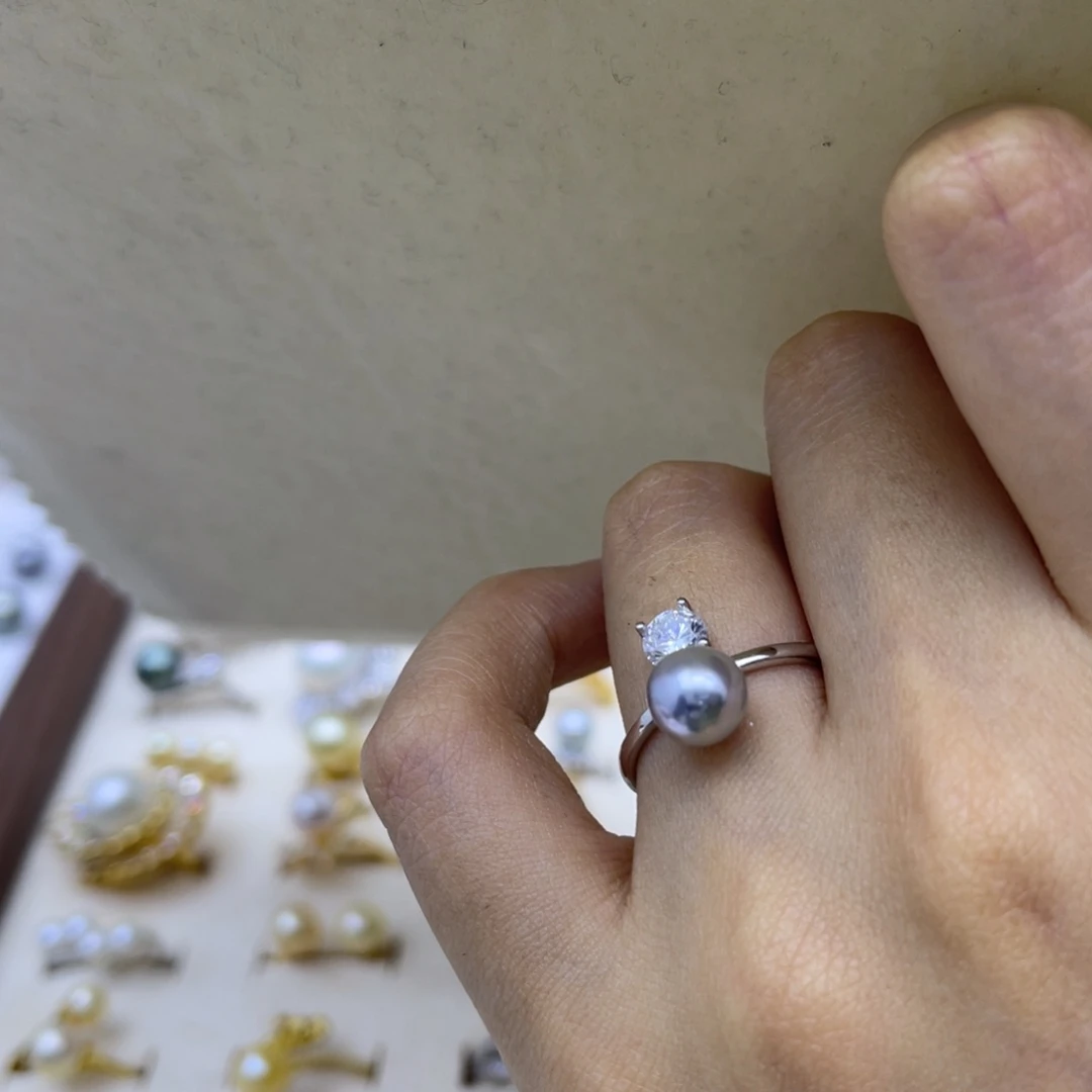 海水珍珠银S925镶嵌戒指