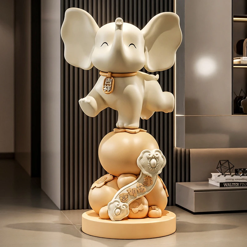 大象摆件高级感客厅大型落地柿柿如意新房子乔迁新居礼物搬家送礼