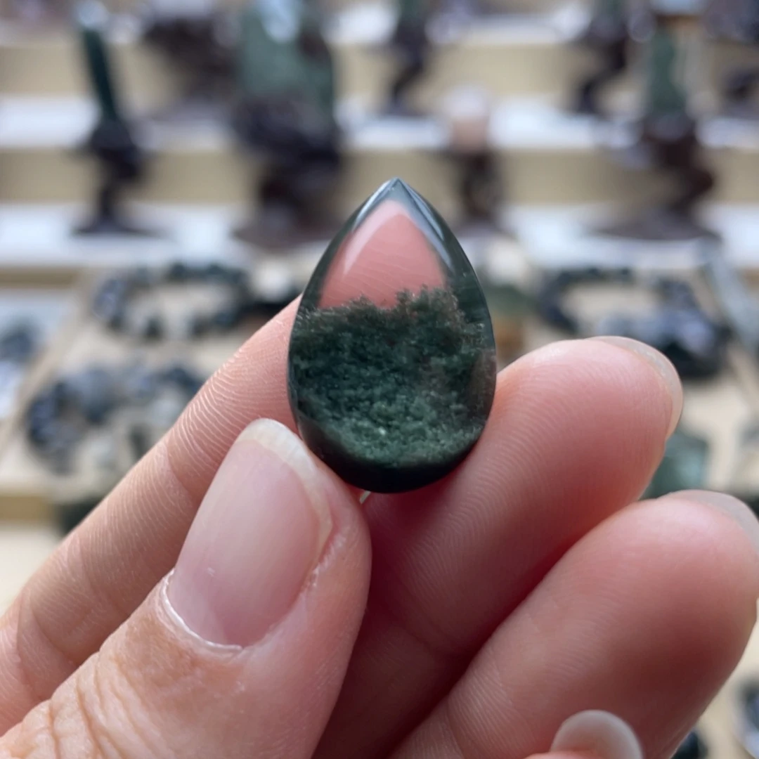 水晶未镶嵌颈饰绿幽灵聚宝盆水滴