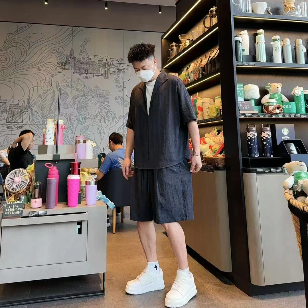 99152夏季莱赛尔假两件轻薄款套装宽松版短袖短裤松弛感休闲套装