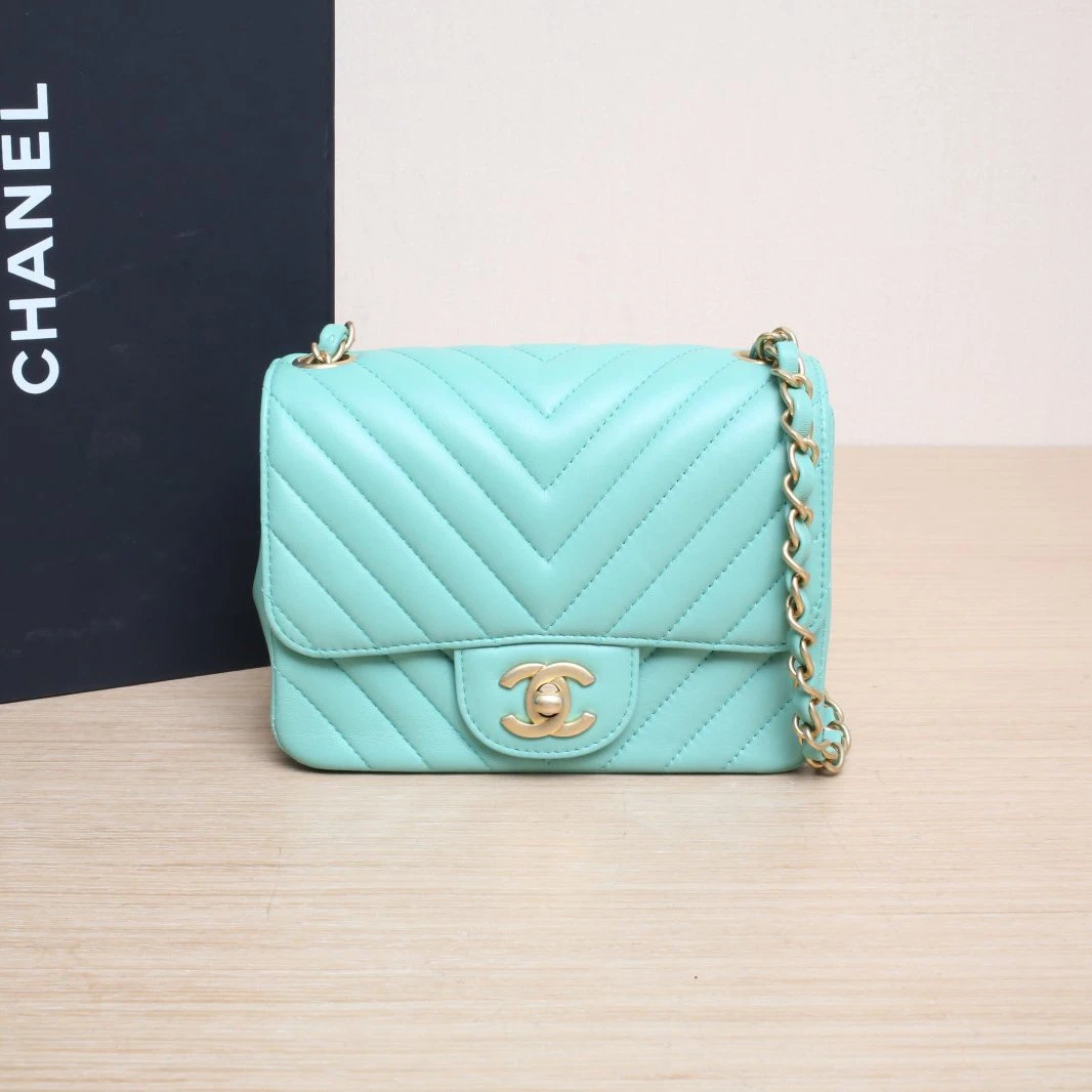 99新 Chanel/香奈儿 【娇】CF口盖包方胖子 皮革S 27开金扣 868008