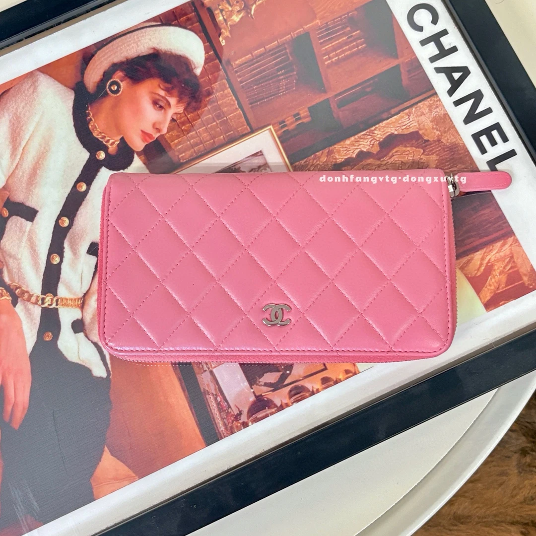 95新 Chanel/香奈儿 chanel 樱花粉拉链钱包