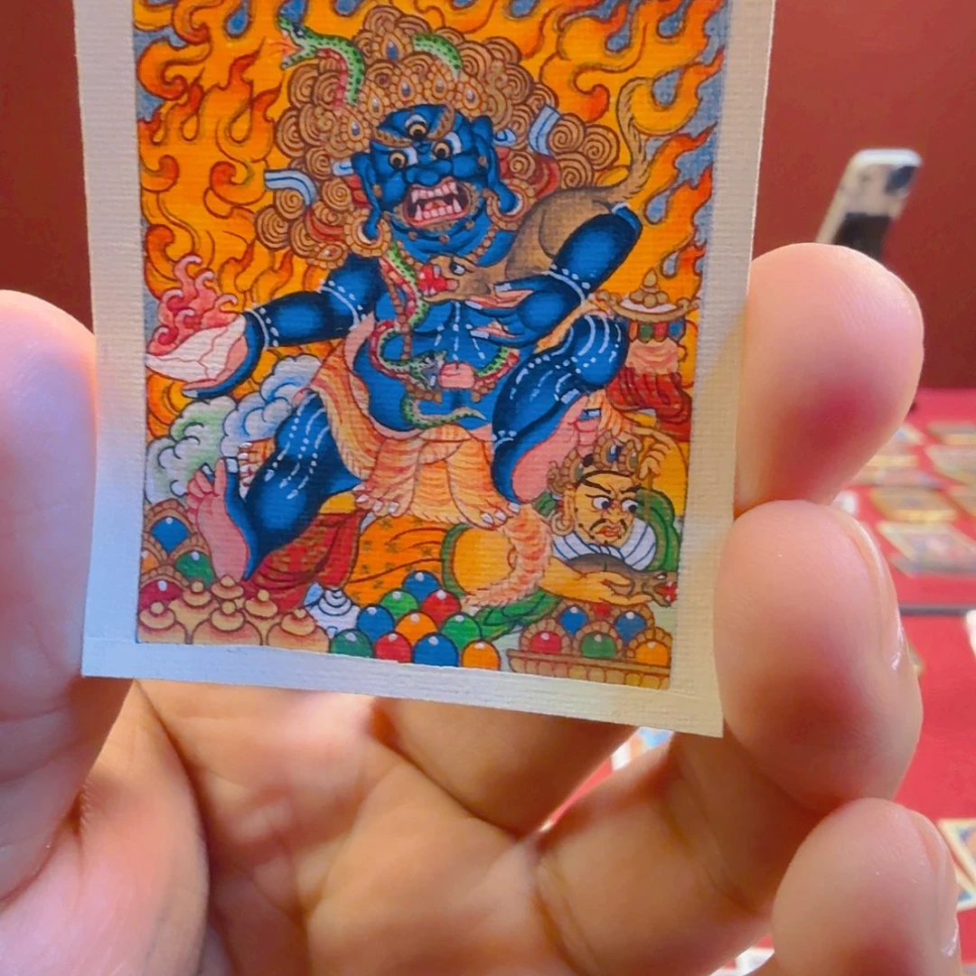 丁***可吊坠纯手绘黑老爷唐卡
