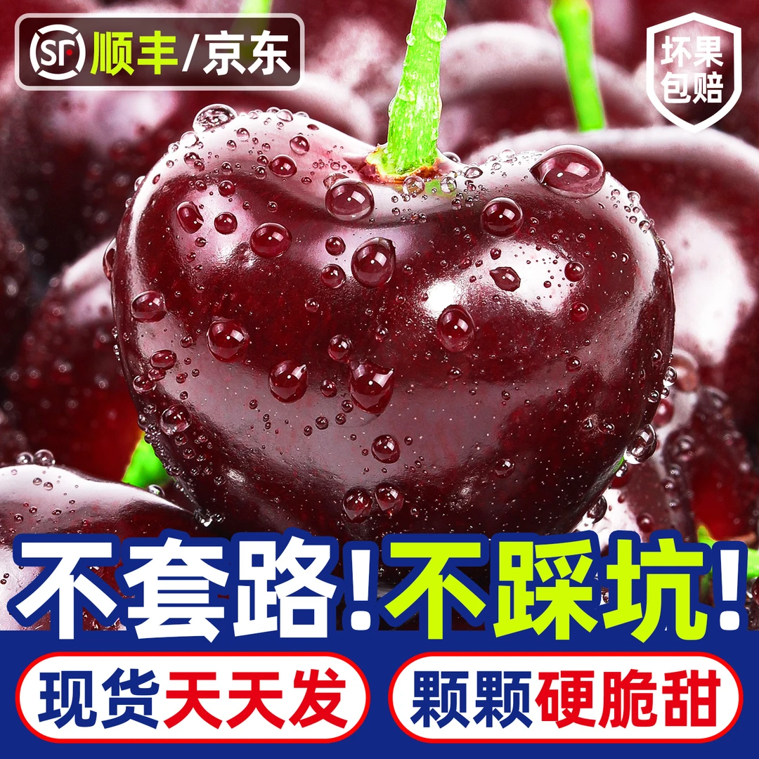 【金标大牌】智利进口空运车厘子4J净重2斤京东/顺丰内附果径卡