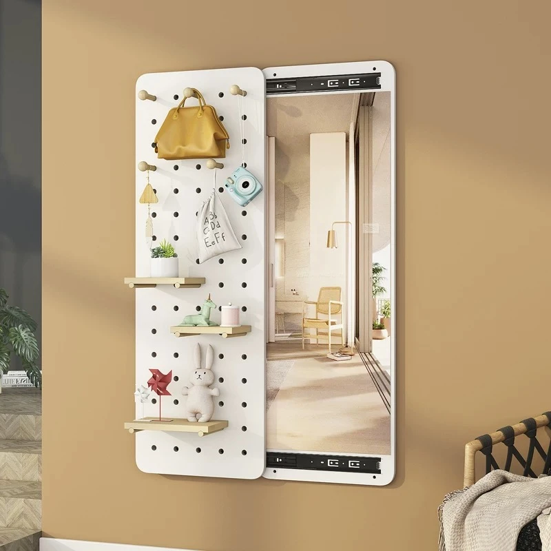 隐形穿衣镜隐藏推拉全身镜子家用壁挂贴墙洞洞板玄关试衣镜