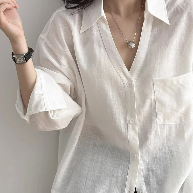 老钱风棉麻衬衫宽松夏季2025新款空调外搭亚麻高级衬衣薄款防晒衫