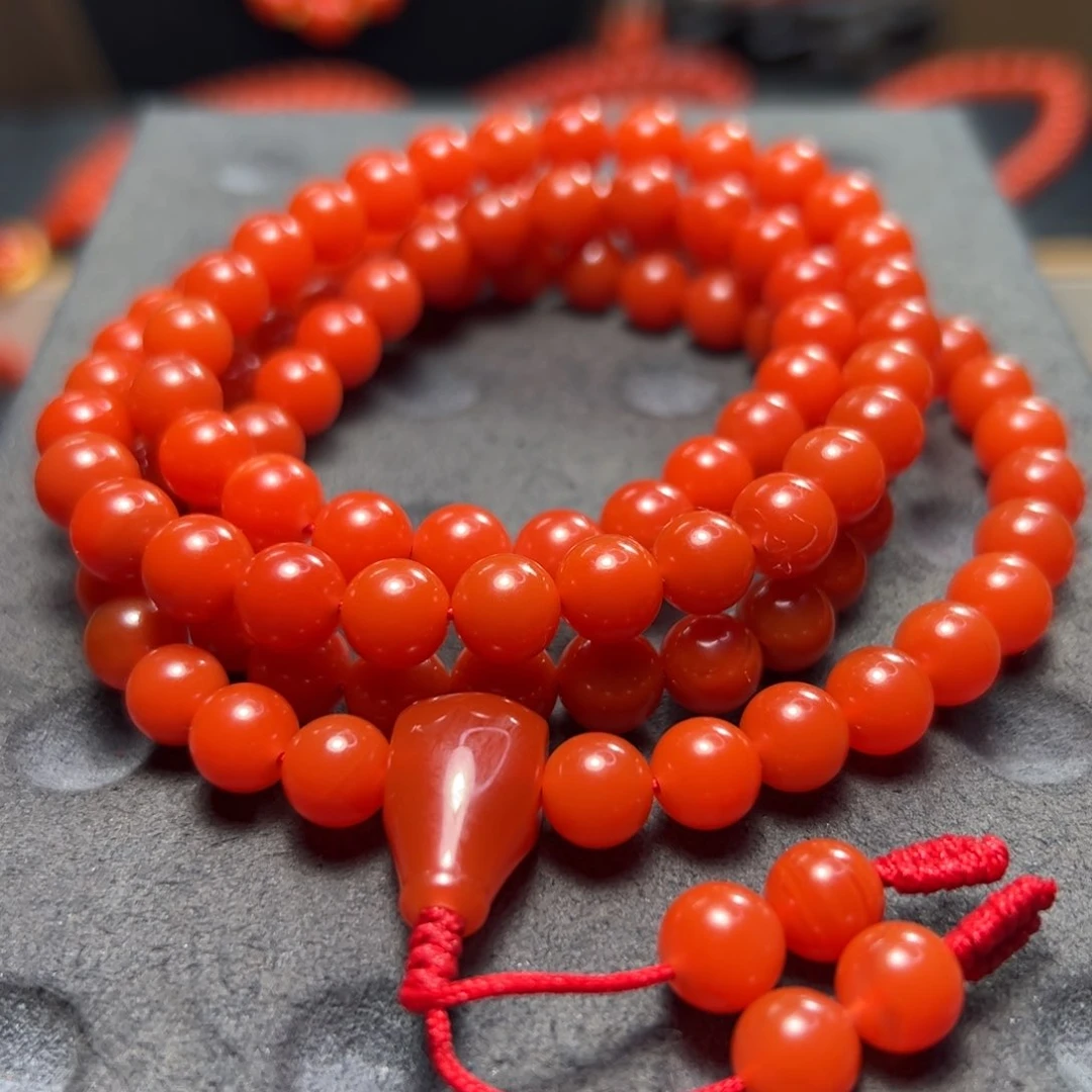 南红玛瑙东山大䧟坝料南红佛珠尺寸7.5m m未镶嵌