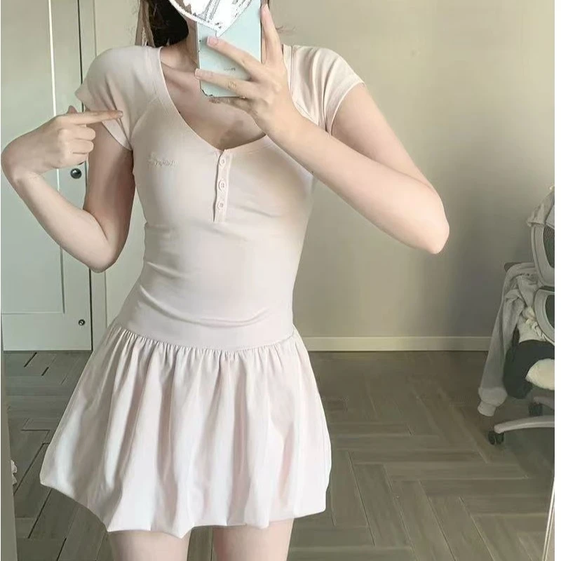 短袖连衣裙夏季修身显瘦花苞短裙