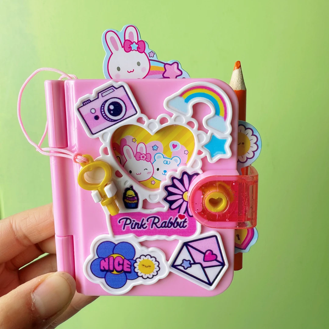 粉红兔女孩时尚迷你手提包仿真玩具公主秘密记事本过家家