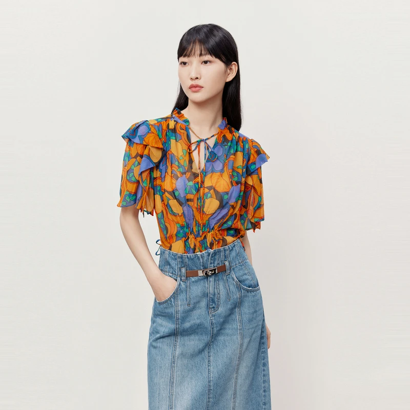 HPLY荷比俪夏季碎花气质法式衬衫上衣HYD23610279