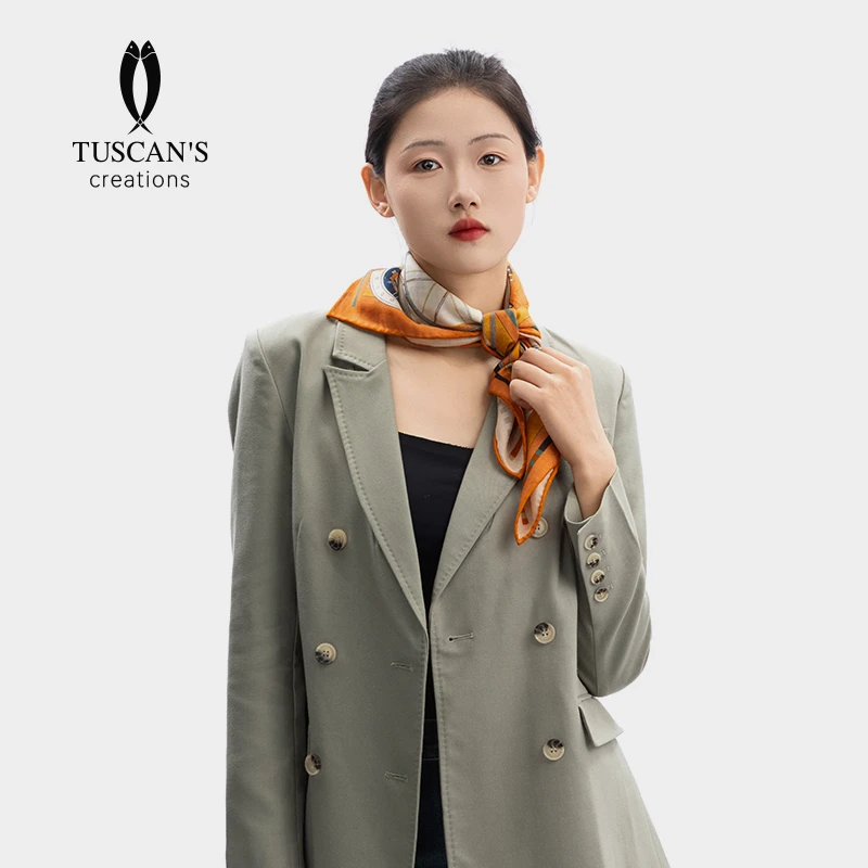 TUSCAN'S CREATIONS时尚气质撞色百搭丝巾方巾TS时代双鱼