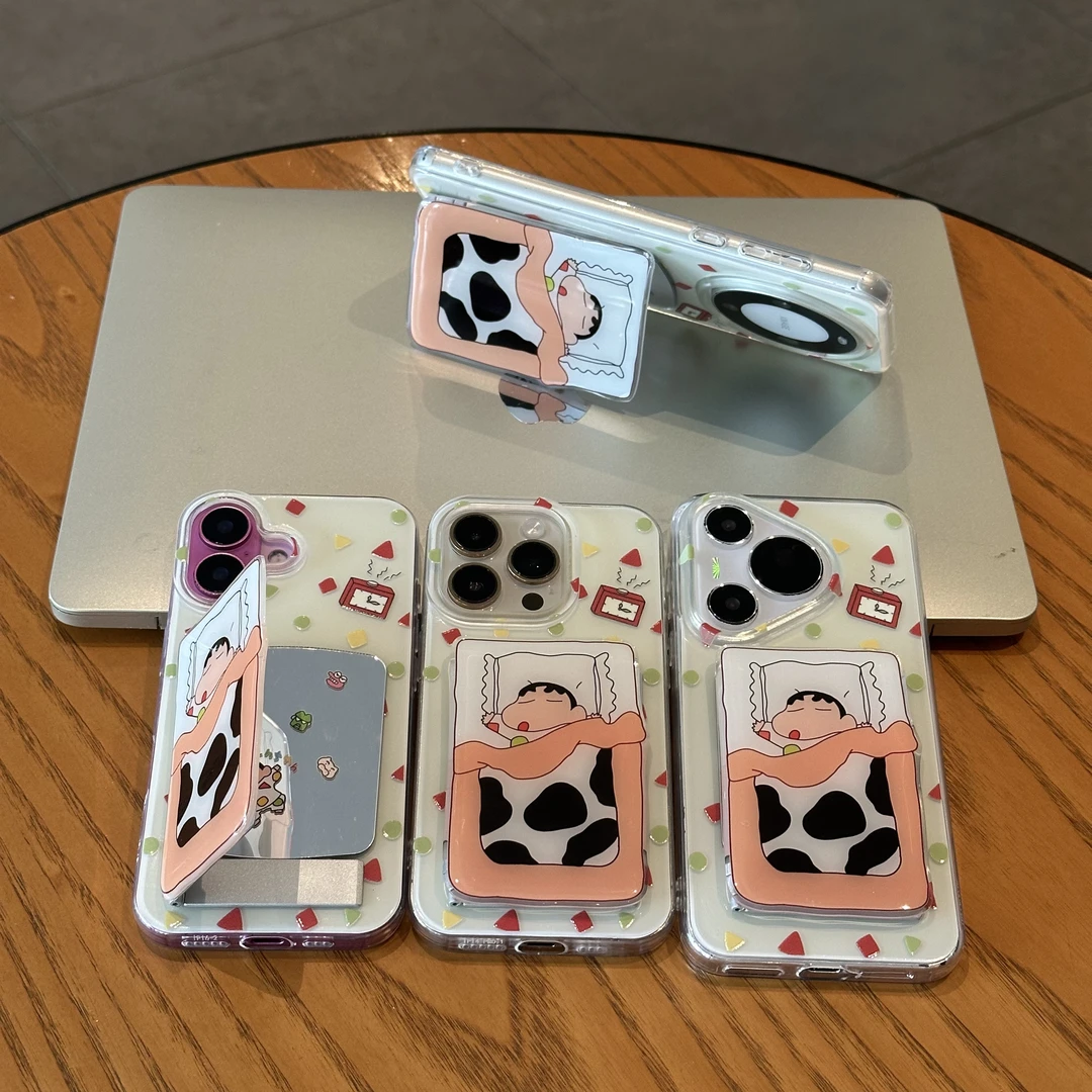 BANCA睡觉小新镜子支架适用苹果17手机壳华为P70vivo小米15oppo