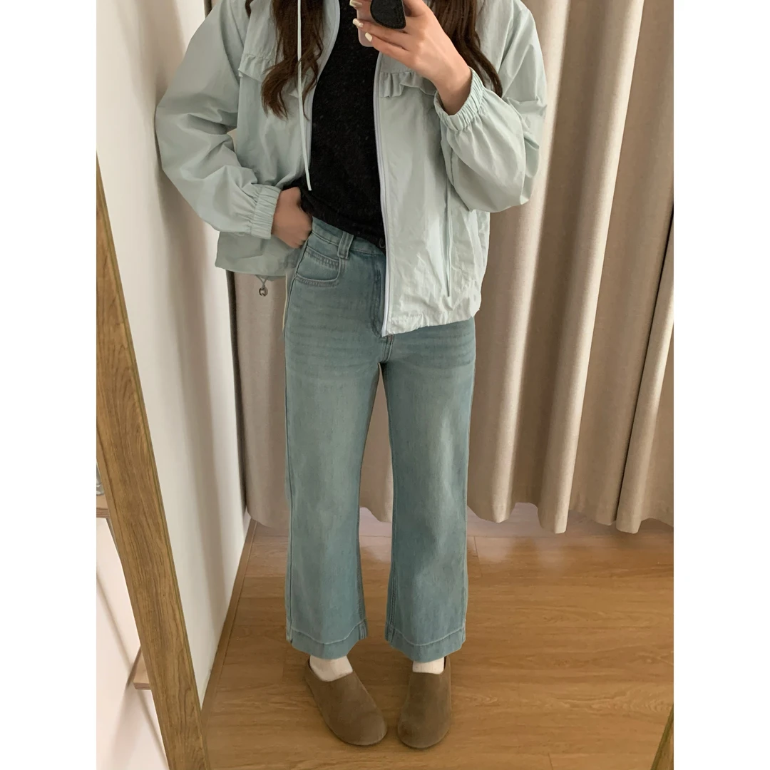 8910蓝#超好看！阔腿高腰时尚宽松显瘦百搭休闲垂感拖地裤