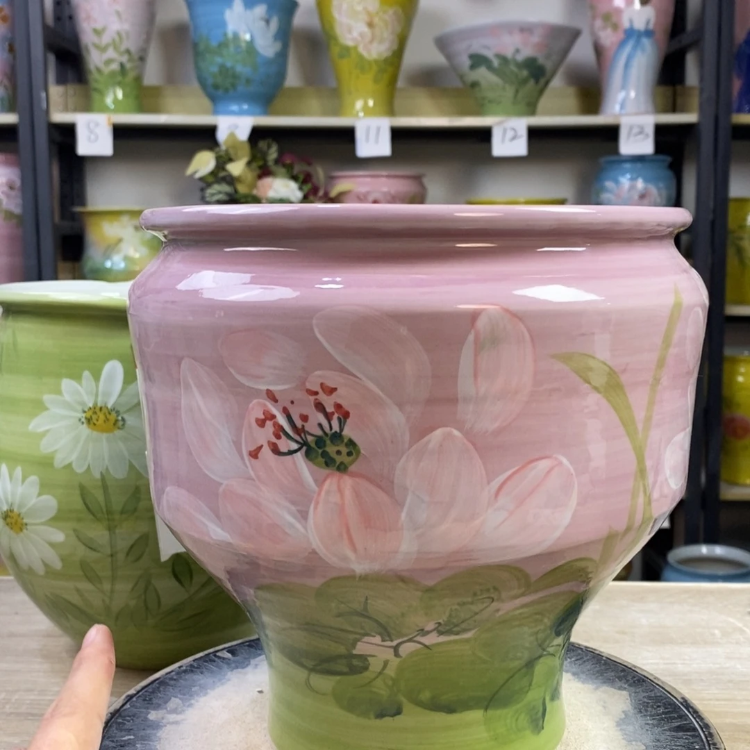 景德镇手工手绘陶瓷花盆