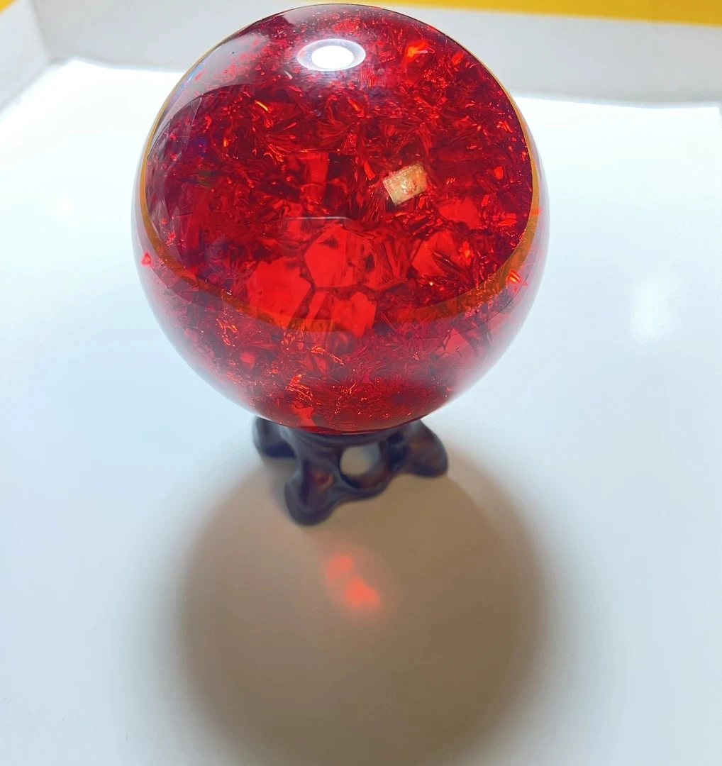 精品收藏红玻陨陨晶石球