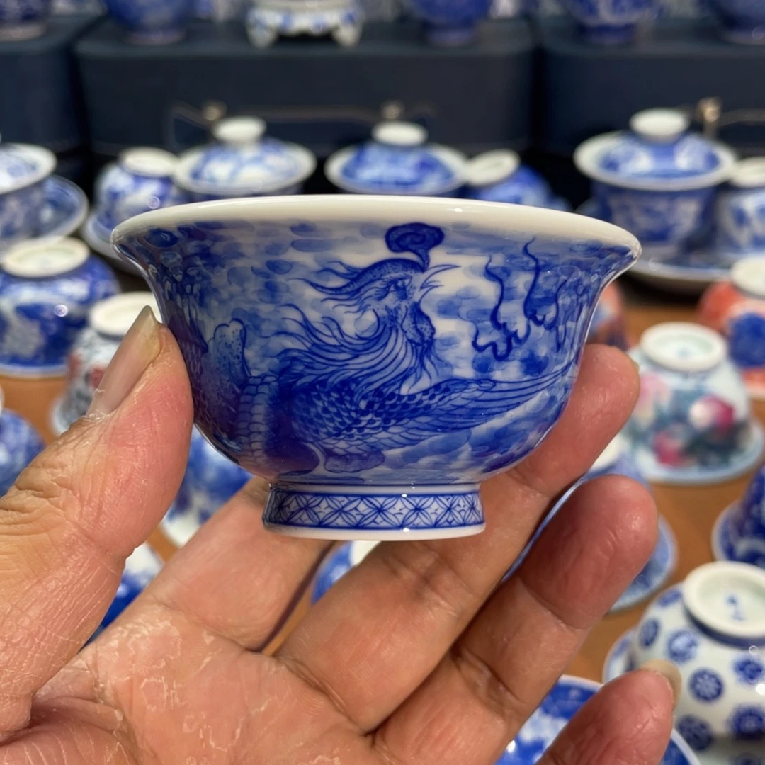 陶月楼 柴窑 凤凰压手杯