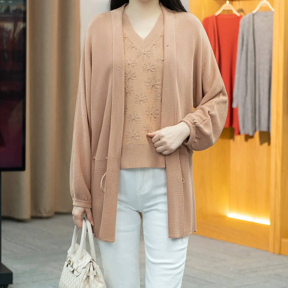 2025春季新款洋气简约大码针织百搭宽松开衫外套外披2502-118