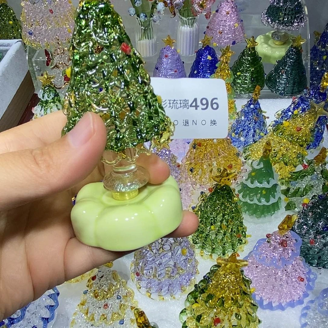 ꒰***꒱玻璃颈饰496绿金圣诞树