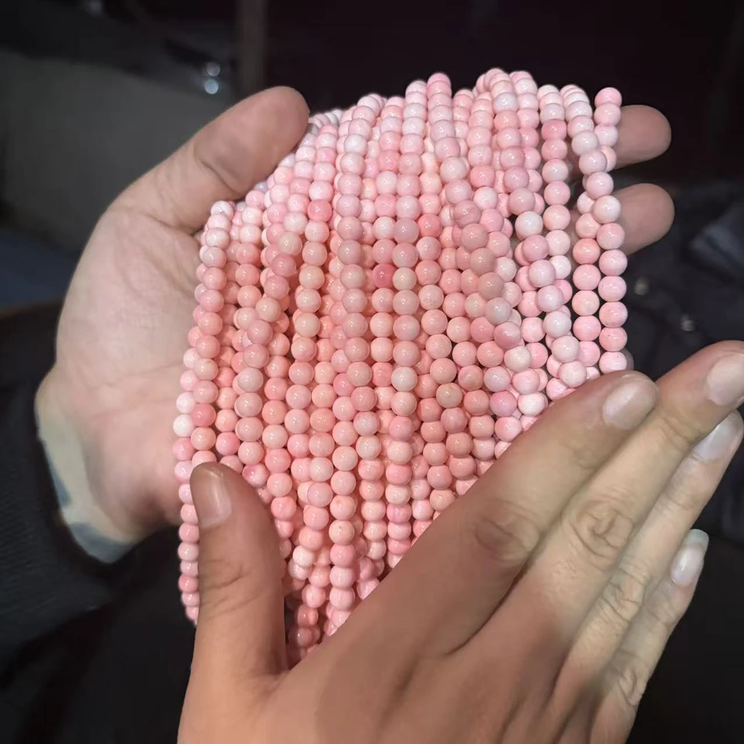 非金属羽毛项链   粉色车厘子项链-6mm左右-多样性发一l497