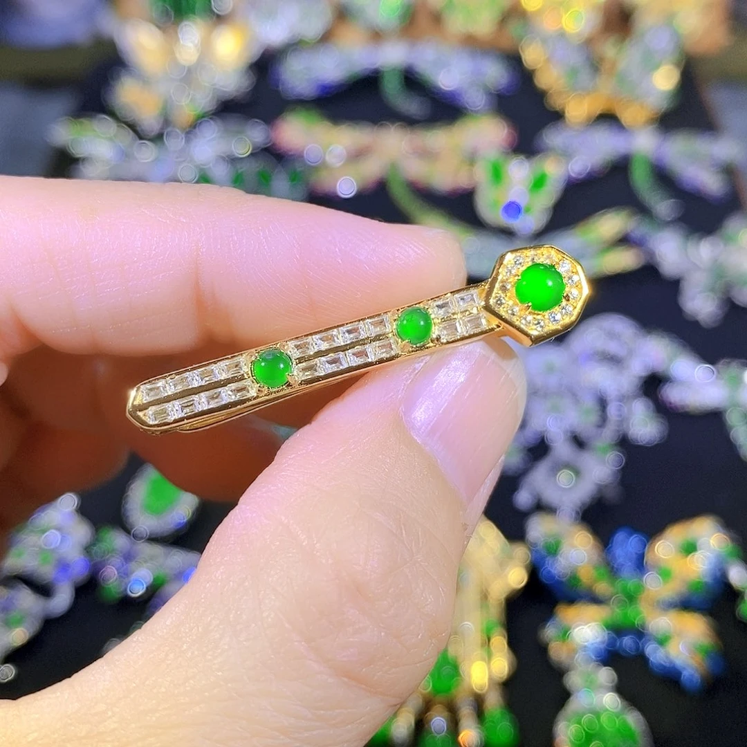 吊坠(不含链)银S925镶嵌翡翠