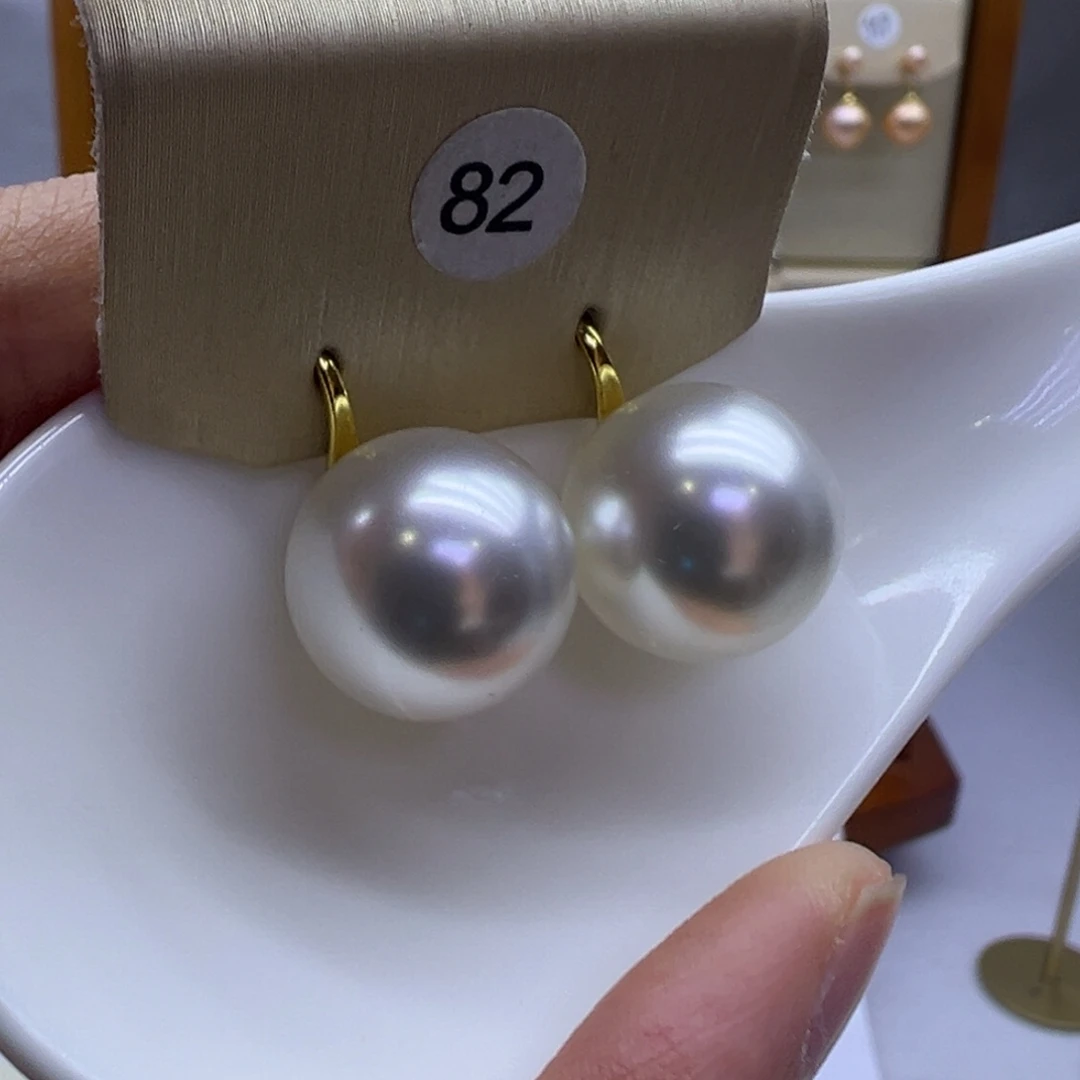 耳饰银S925镶嵌淡水珍珠