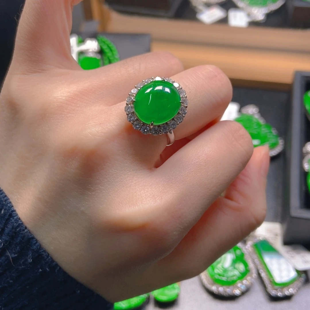 翡翠银S925镶嵌吊坠(不含链)