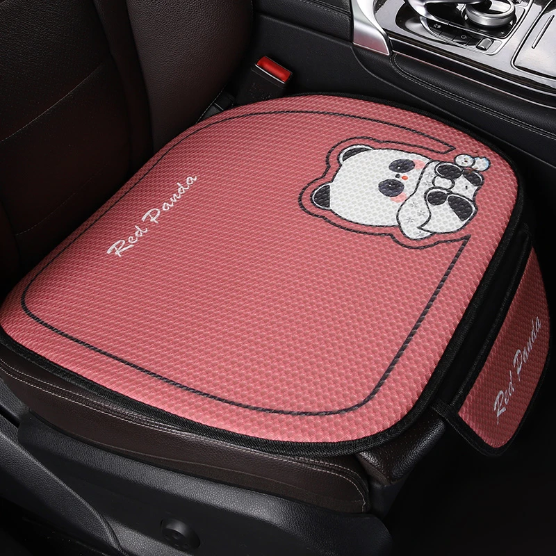 汽车坐垫凉垫防滑透气卡通亚麻免绑单片坐垫屁股座椅垫四季通用