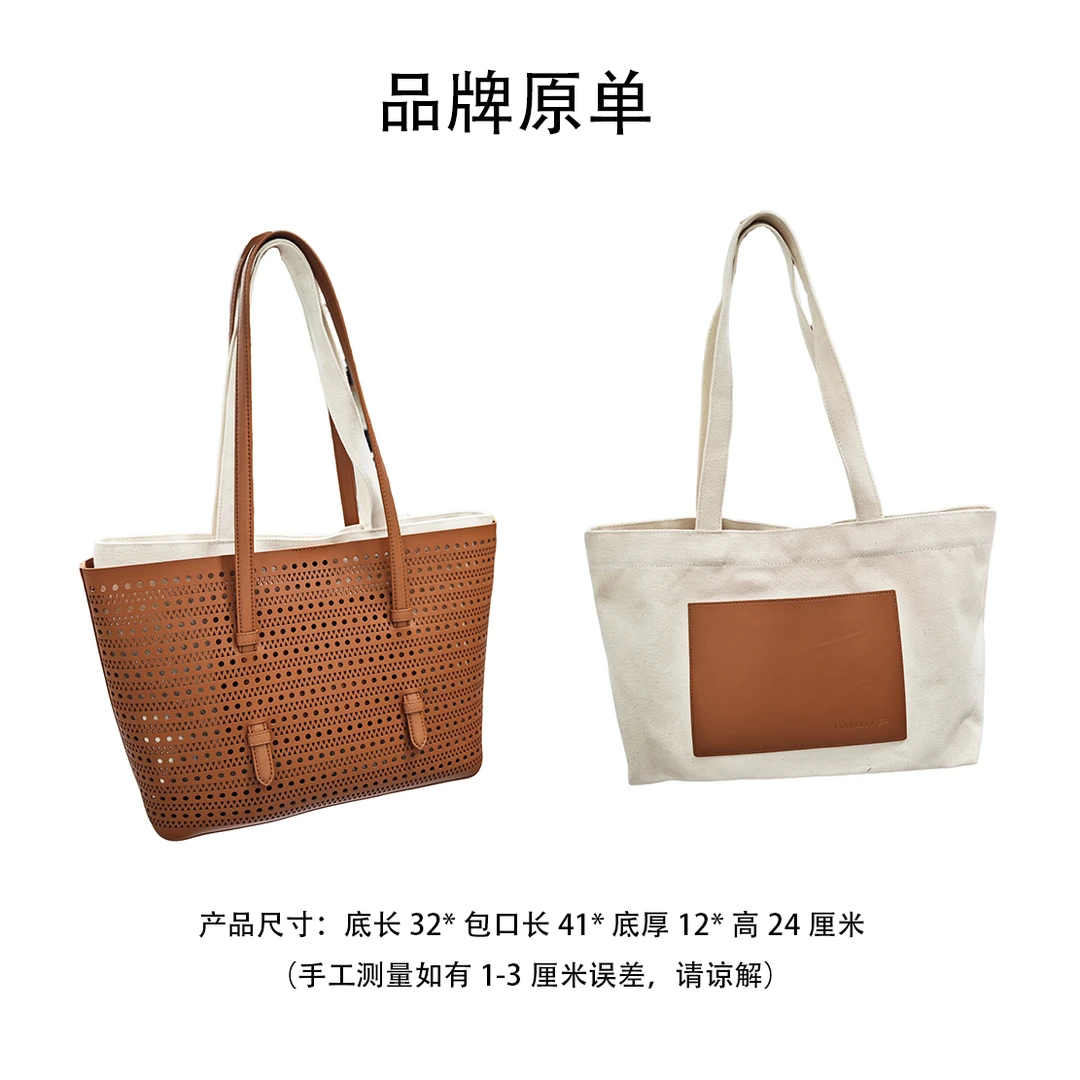 2025设计师款原单带标单肩纯牛皮托特包