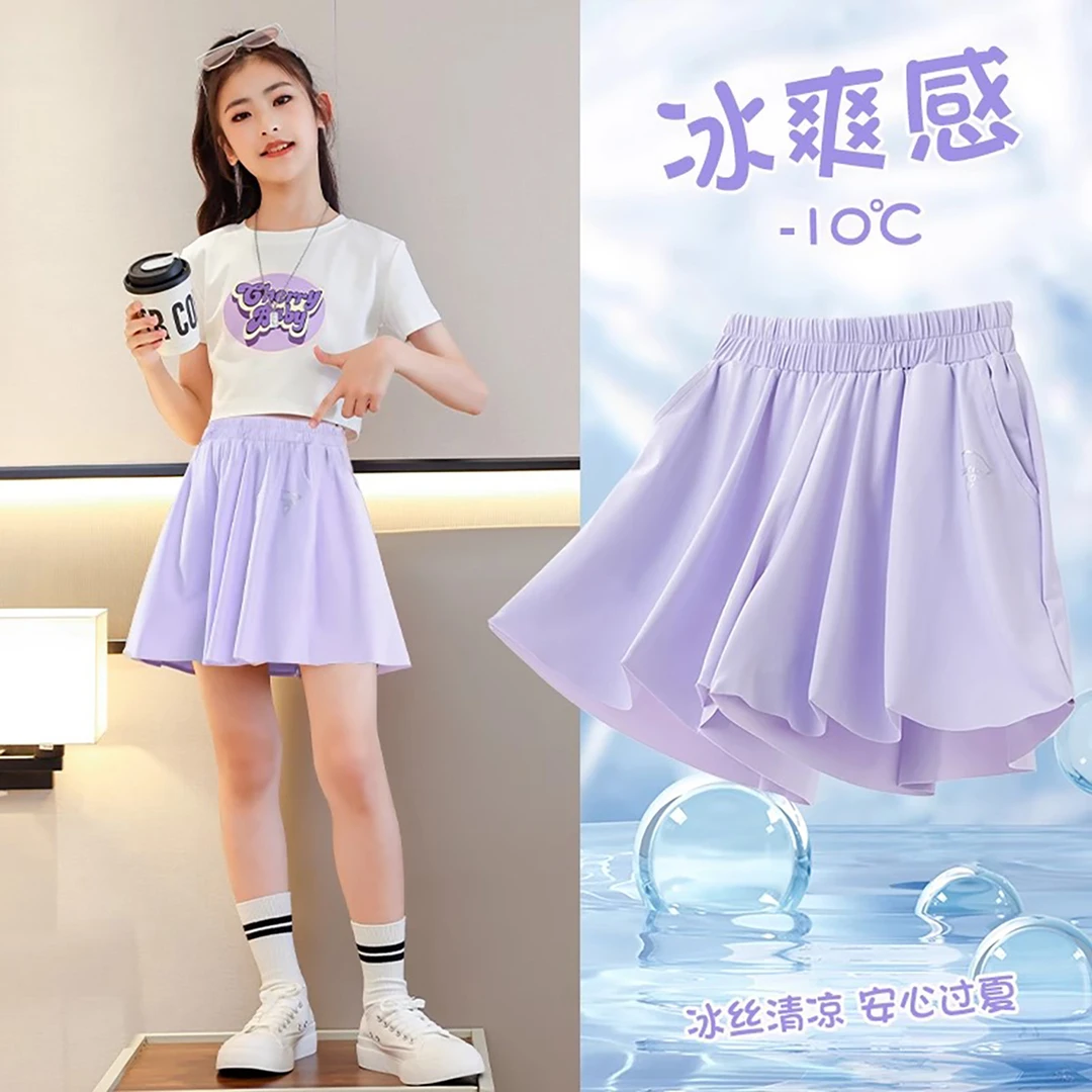 女童运动裤裙夏季2025新款薄款儿童冰丝裤子五分大童短裤速干夏装