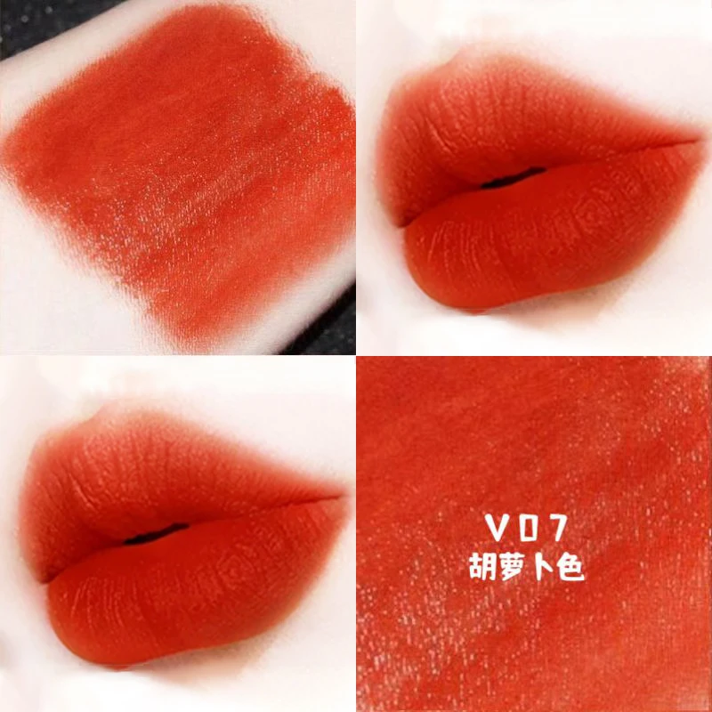 V07天鹅绒丝绒唇釉胡萝卜色哑光口红V01显白持久秋冬学生日记正品