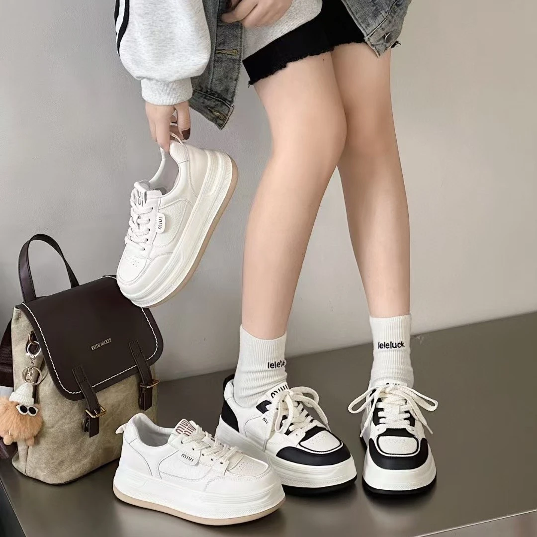厚底小白鞋女2025春季新款真皮百搭运动休闲鞋舒适软底轻便板鞋