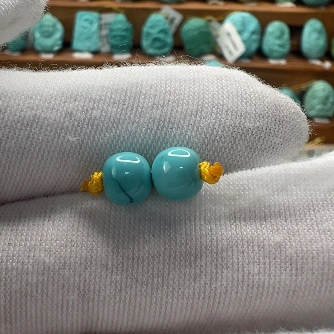 绿松石未镶嵌老型对珠 6mm