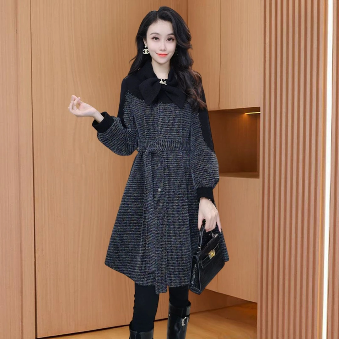 品牌格纹小香风毛呢外套女2025新款爆流行贵夫人时尚妈妈格子大衣