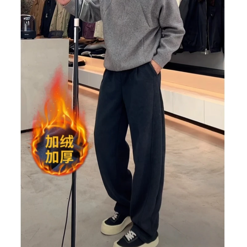 【老杨衣柜】冬季加绒慕斯空气棉廓形结构百搭休闲裤直筒裤舒适卫裤