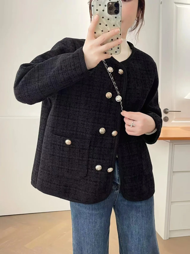 女外套小香风短款圆下摆休闲短外套韩版百搭保暖