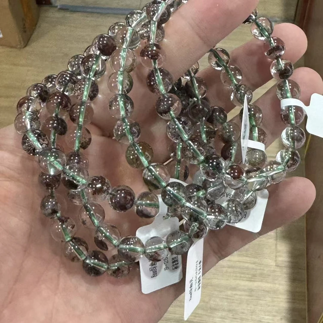 【微予珠宝】天然水晶绿幽灵天眼素串单圈鬼佬才多样性发其一