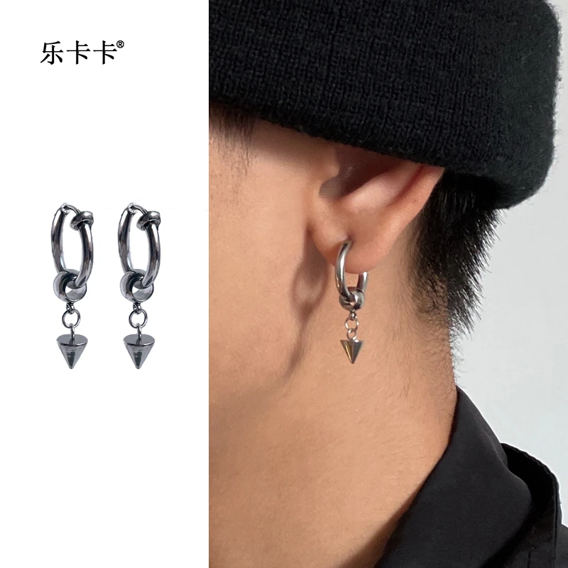 钛钢耳饰 冷淡风假耳钉ins百搭耳环女耳夹男士无耳洞小众设计吊坠