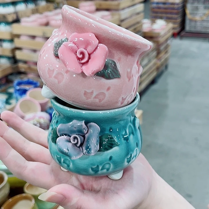 有孔，凑10元包邮陶瓷花盆发货！