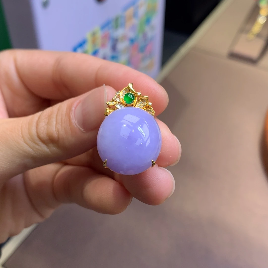 遇***鲤翡翠18K金镶嵌颈饰翡翠