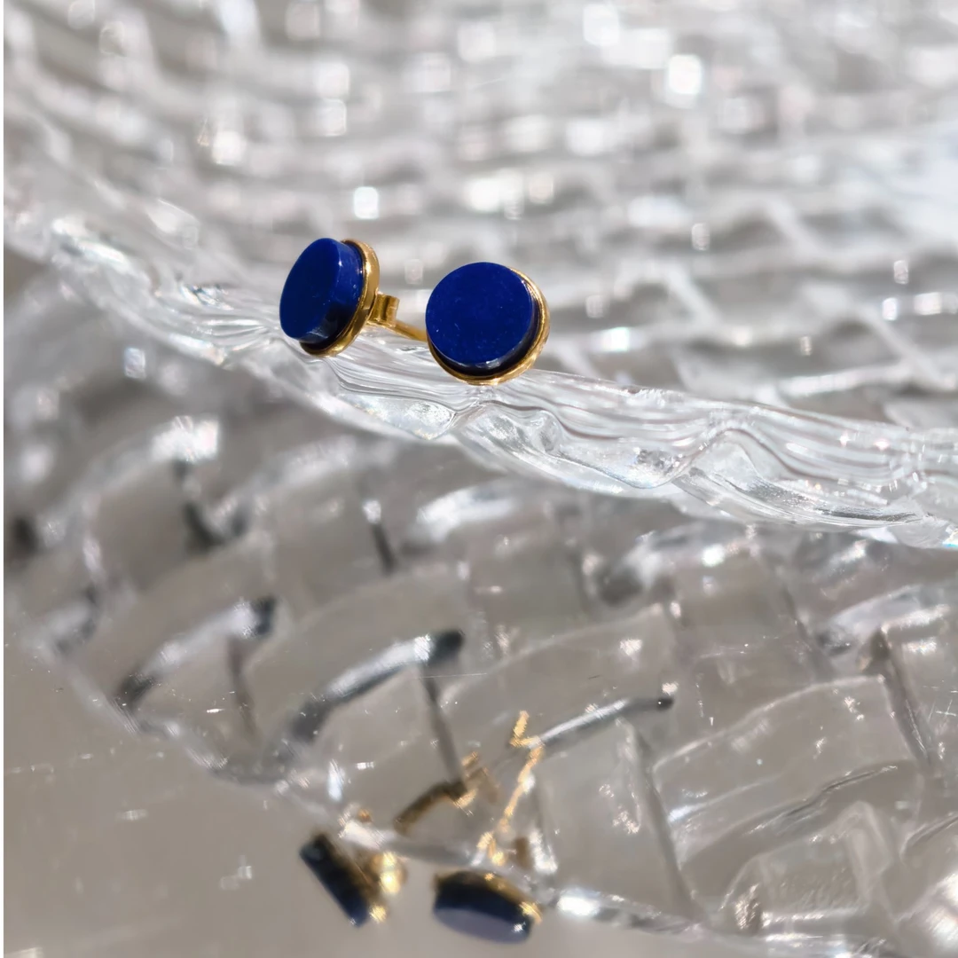 阿富汗老料青金石耳钉