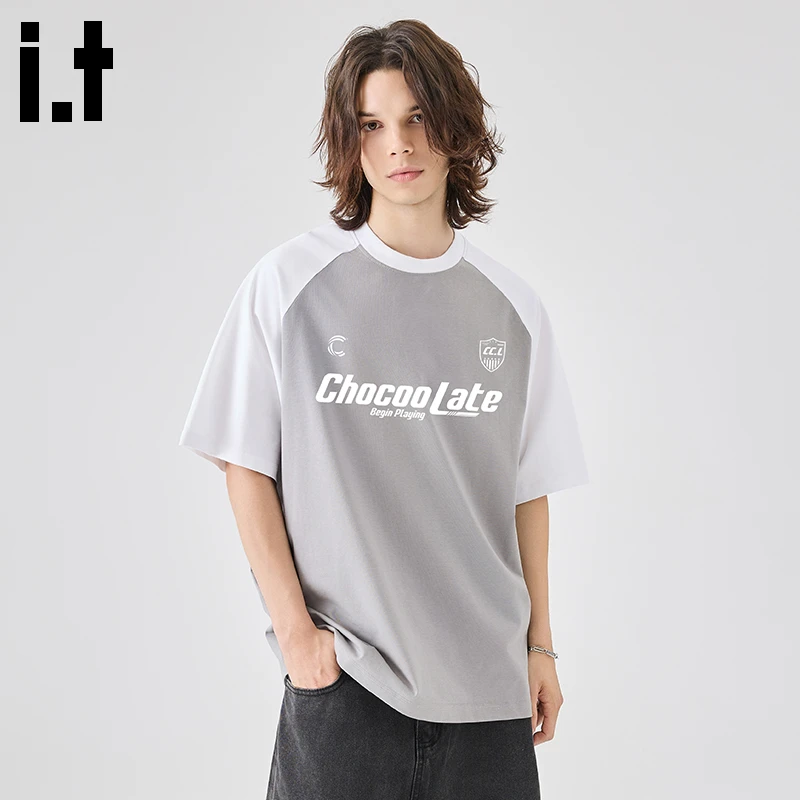 i.t:CHOCOOLATE夏季薄款男t恤2025新款宽松潮牌圆领美式透气短袖