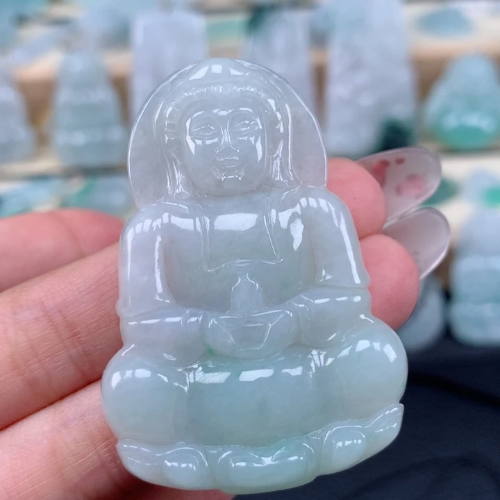 翡翠未镶嵌颈饰玉观音吊坠