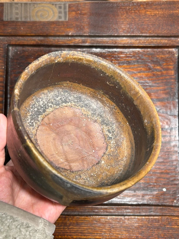 铃木勝词备前烧抹茶碗摆件口径13.5cm高7.8cm容量500毫升