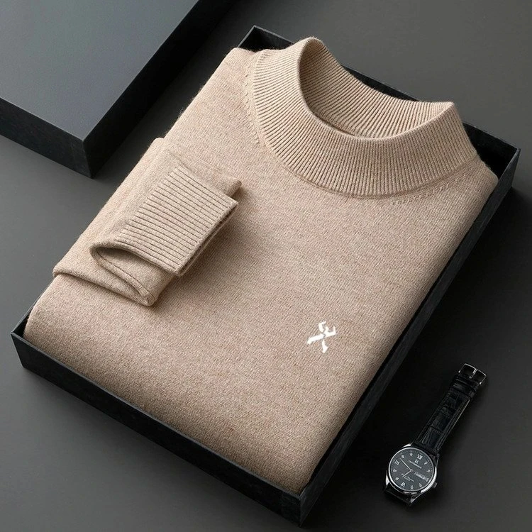 劲霸世家秋冬半高领男士针织毛衣保暖羊毛衫男装毛衣男款打底衫男