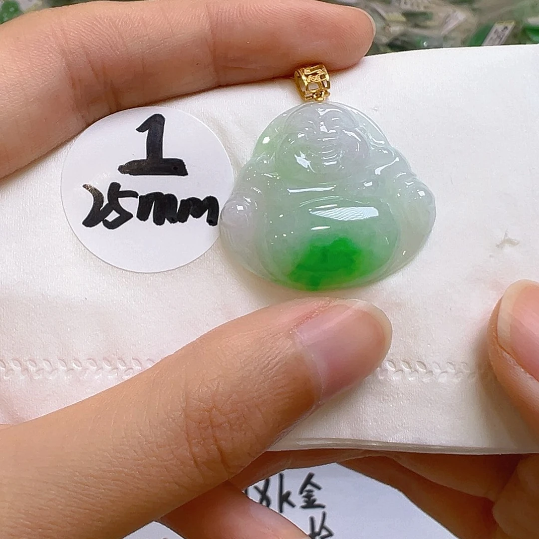 翡翠18K金镶嵌吊坠(不含链)翡翠