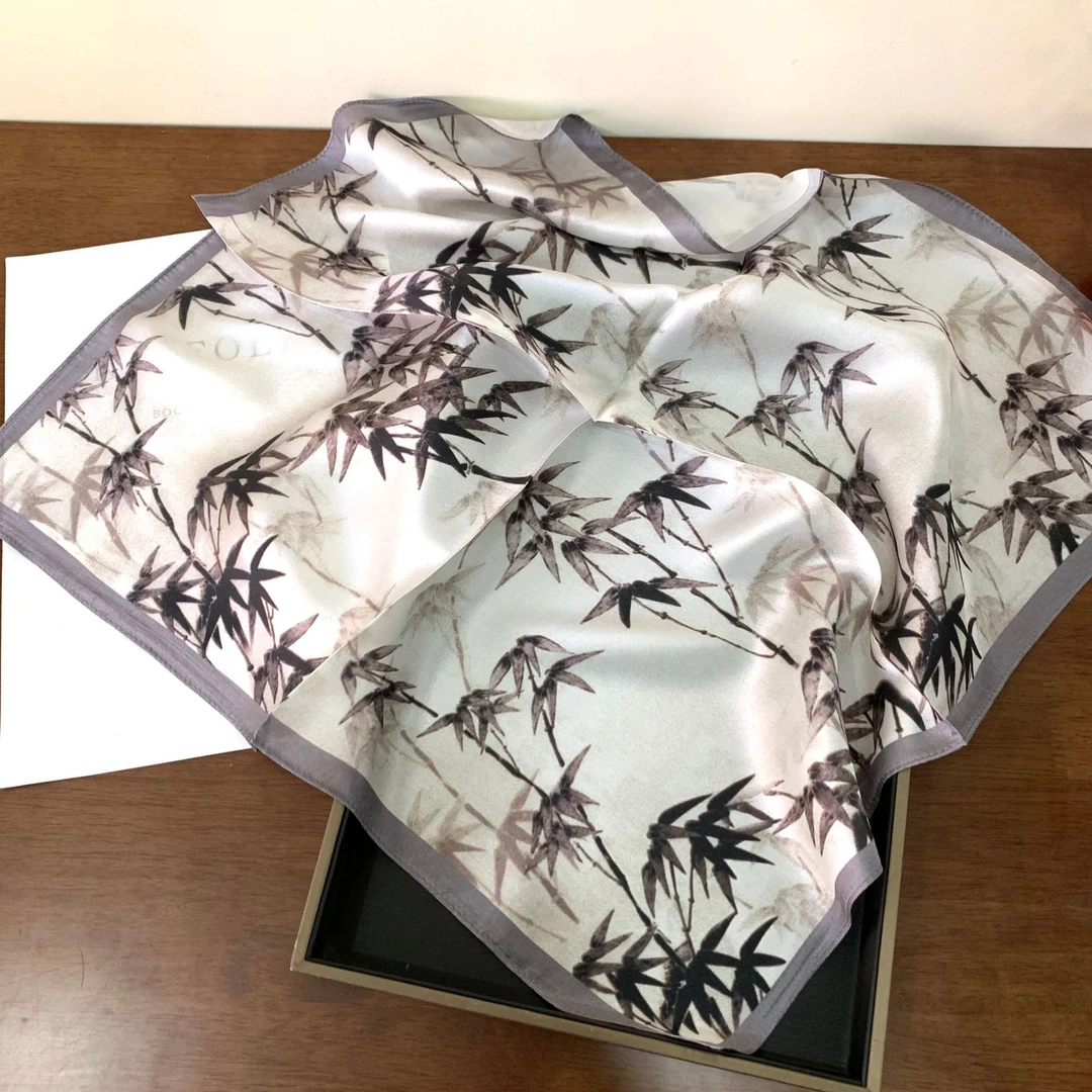 中国风竹子~杭州桑蚕丝真丝丝巾小方巾女围巾杭州丝绸小领巾